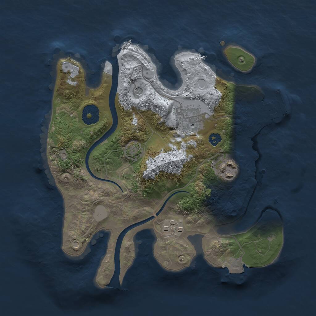 Rust Map: Procedural Map, Size: 2500, Seed: 197873943, 7 Monuments