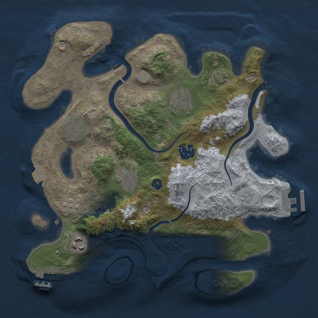 Rust Map: Procedural Map, Size: 3000, Seed: 1808882295, 12 Monuments
