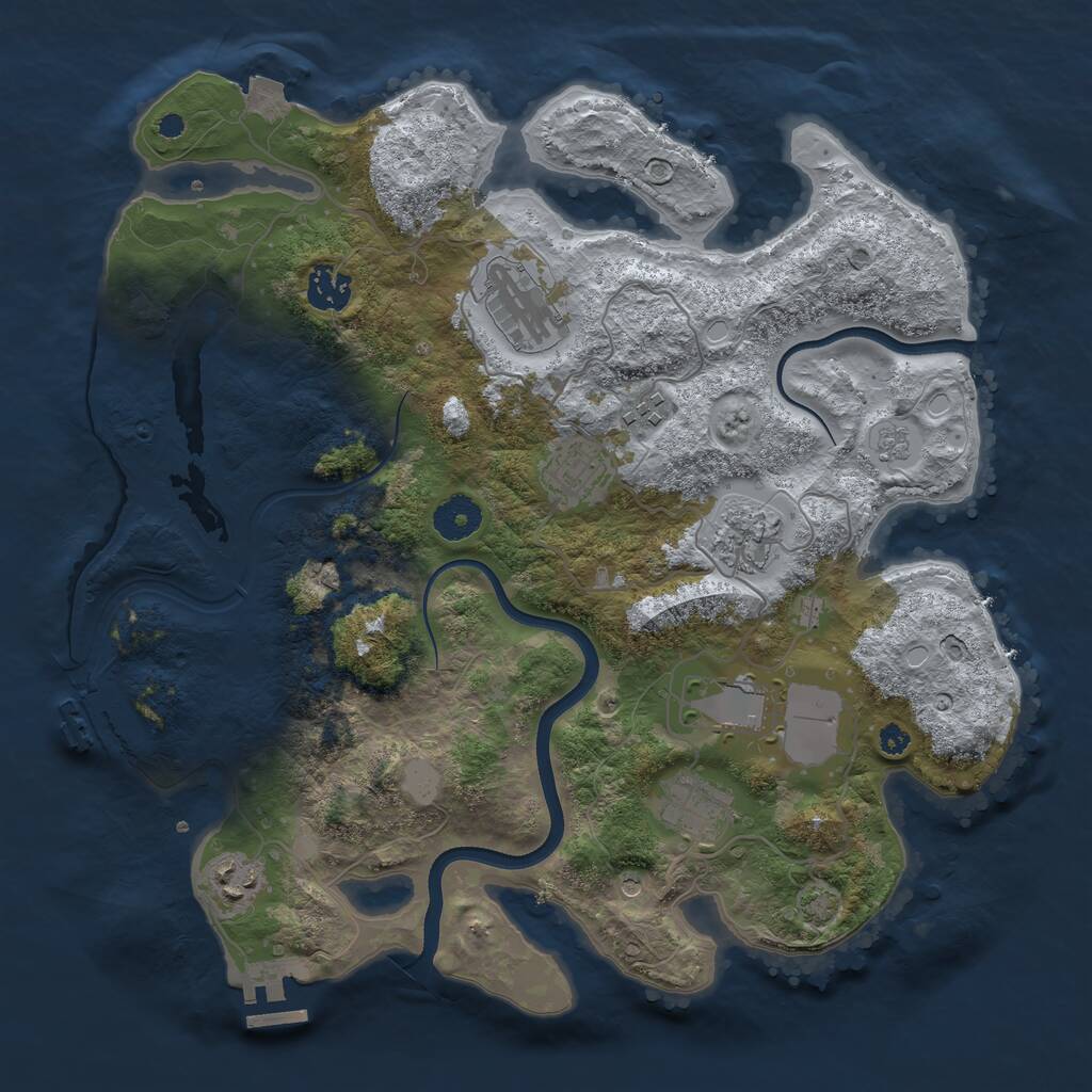 Rust Map: Procedural Map, Size: 3600, Seed: 71151, 14 Monuments