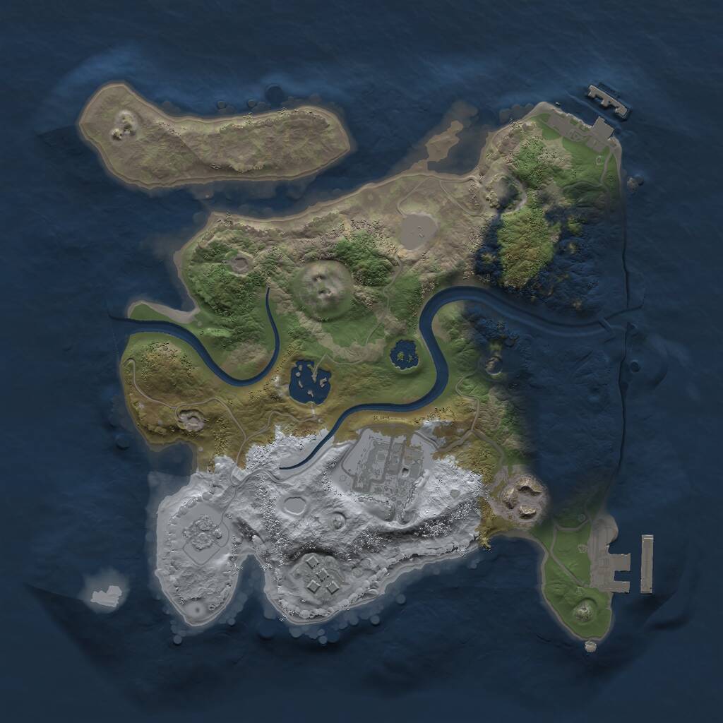 Rust Map: Procedural Map, Size: 2500, Seed: 2080569320, 10 Monuments