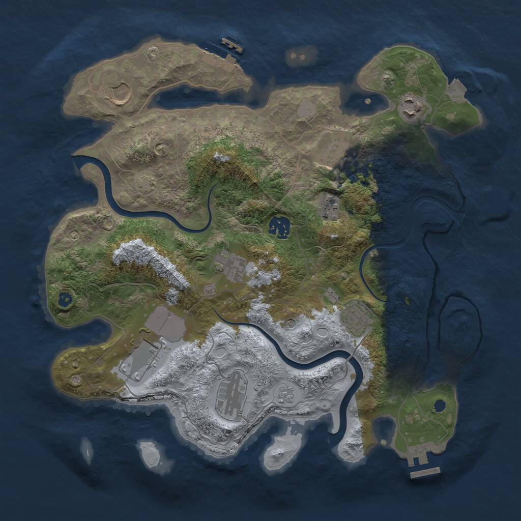 Rust Map: Procedural Map, Size: 3500, Seed: 873897288, 15 Monuments