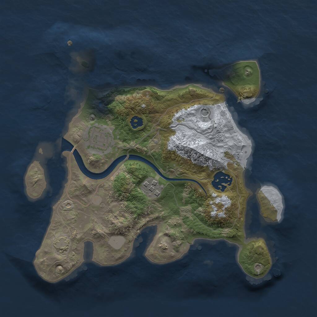Rust Map: Procedural Map, Size: 2500, Seed: 2074581886, 6 Monuments