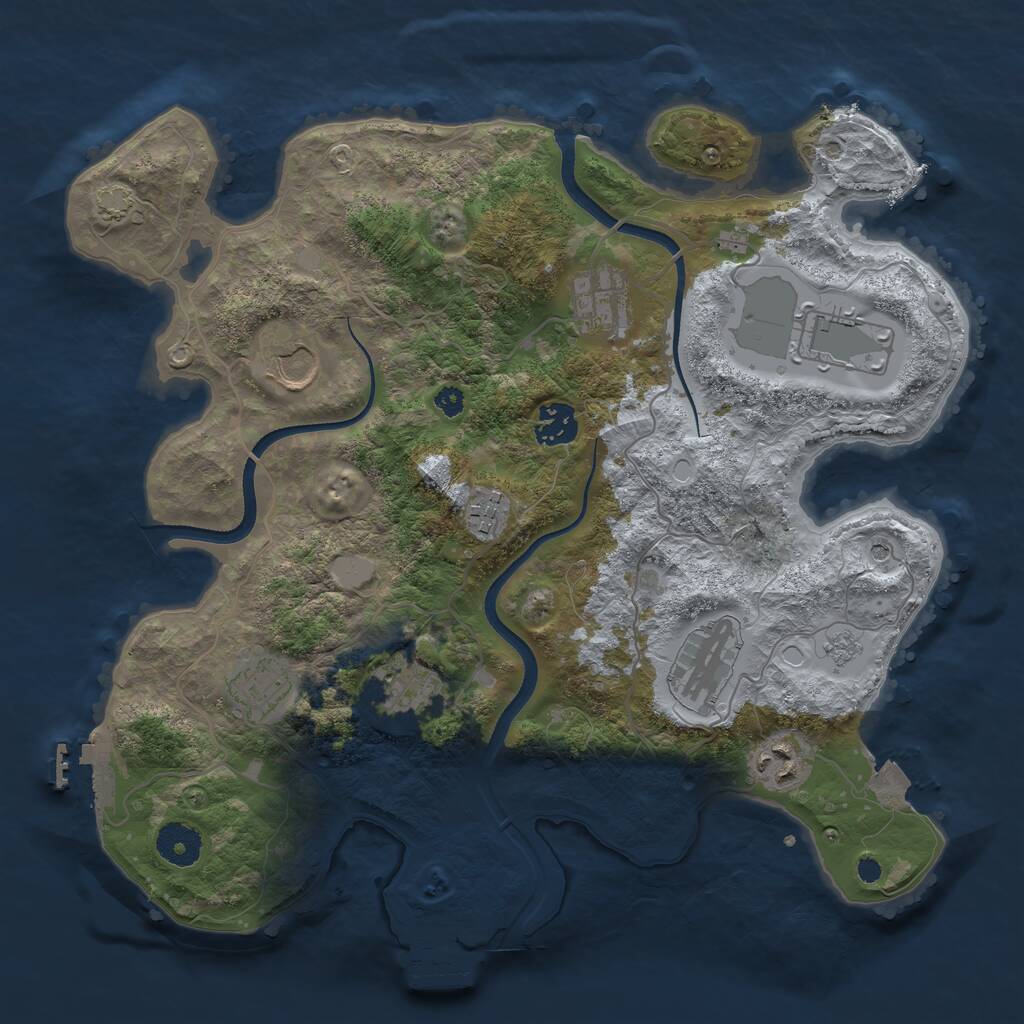 Rust Map: Procedural Map, Size: 3500, Seed: 2076605142, 15 Monuments