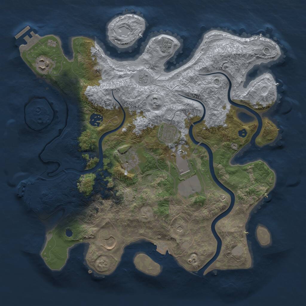 Rust Map: Procedural Map, Size: 3500, Seed: 1499650094, 13 Monuments