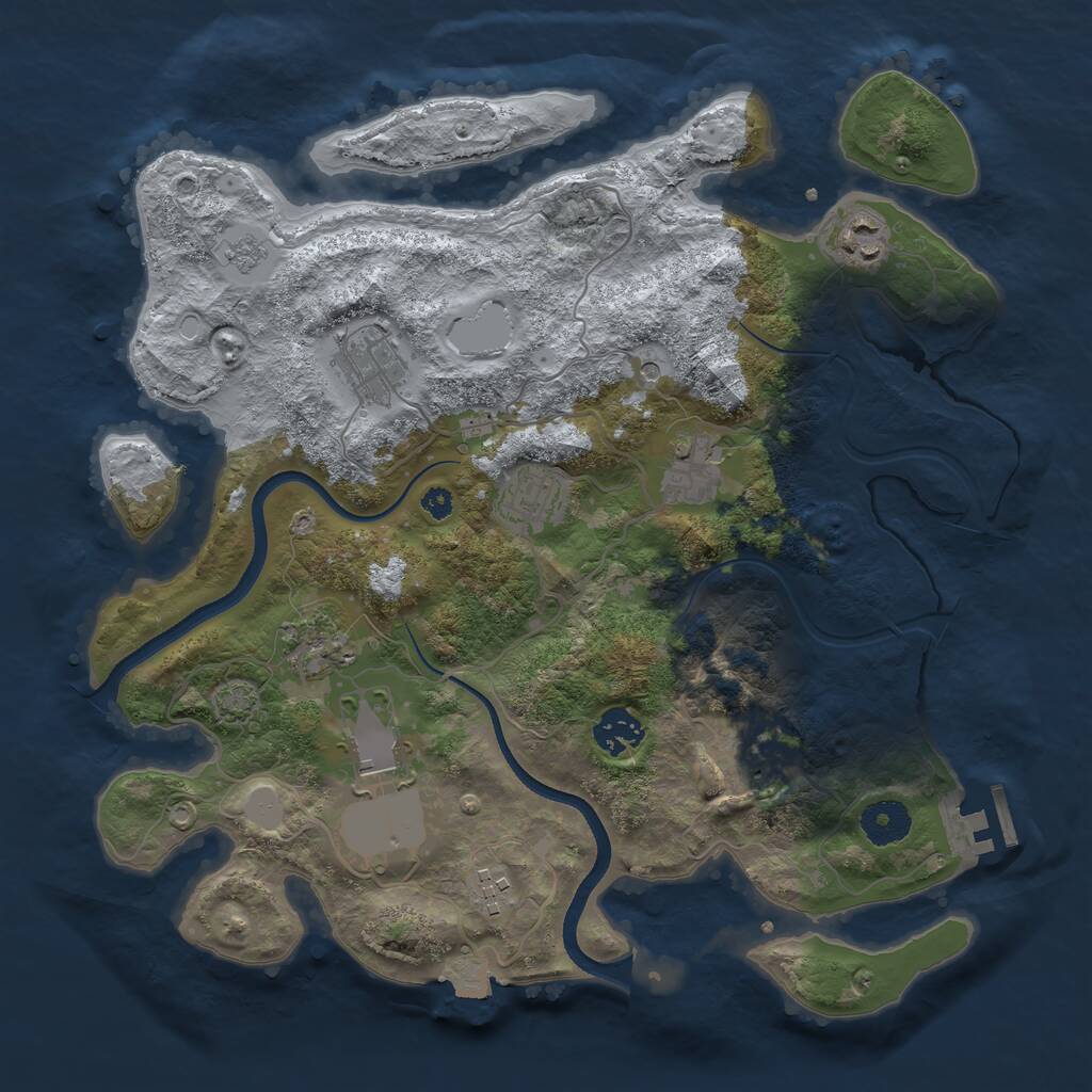 Rust Map: Procedural Map, Size: 3500, Seed: 228337, 14 Monuments