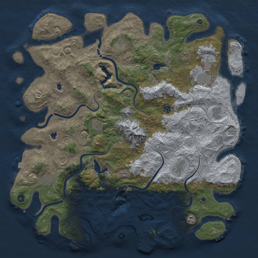 Rust Map: Procedural Map, Size: 5000, Seed: 465569164, 17 Monuments