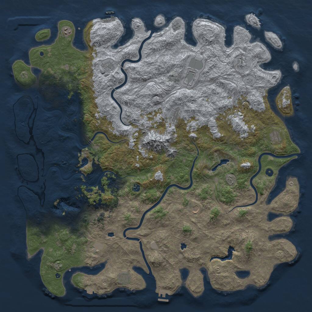 Rust Map: Procedural Map, Size: 6000, Seed: 140825, 17 Monuments