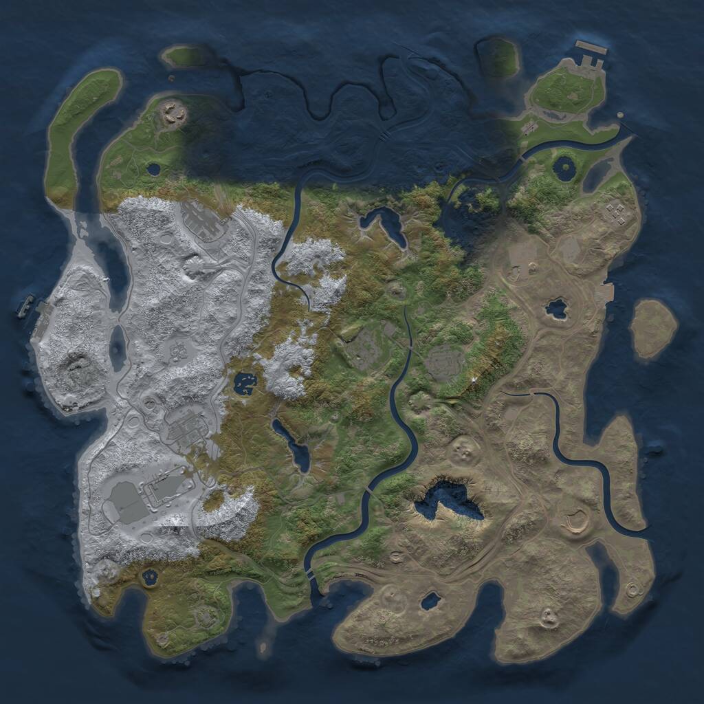 Rust Map: Procedural Map, Size: 4500, Seed: 666970143, 16 Monuments