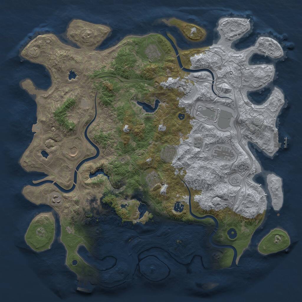Rust Map: Procedural Map, Size: 4500, Seed: 2028213535, 17 Monuments