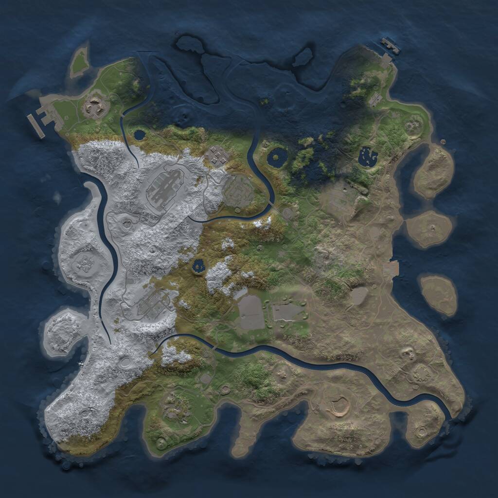 Rust Map: Procedural Map, Size: 3750, Seed: 571257, 16 Monuments