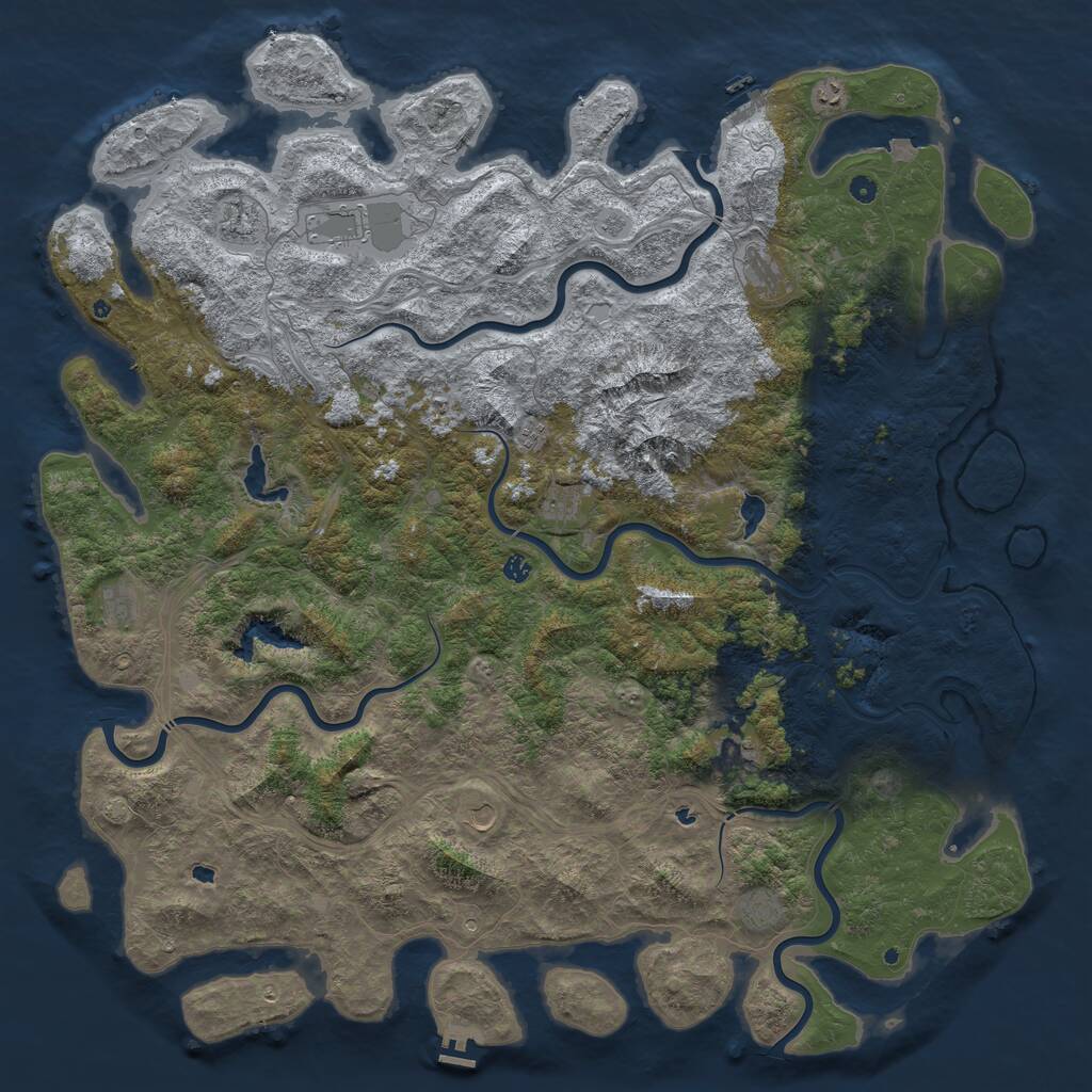 Rust Map: Procedural Map, Size: 6000, Seed: 329644628, 17 Monuments