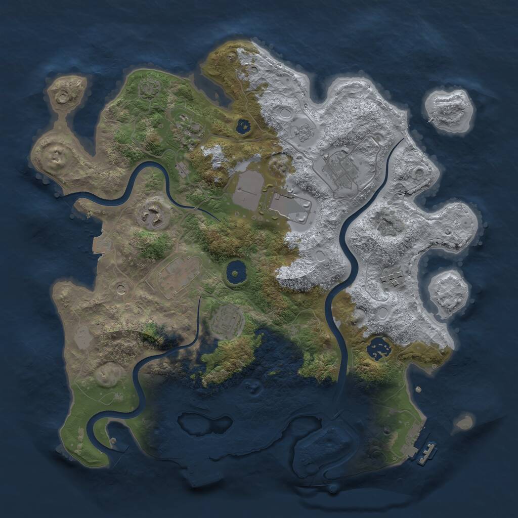 Rust Map: Procedural Map, Size: 3500, Seed: 30333334, 14 Monuments