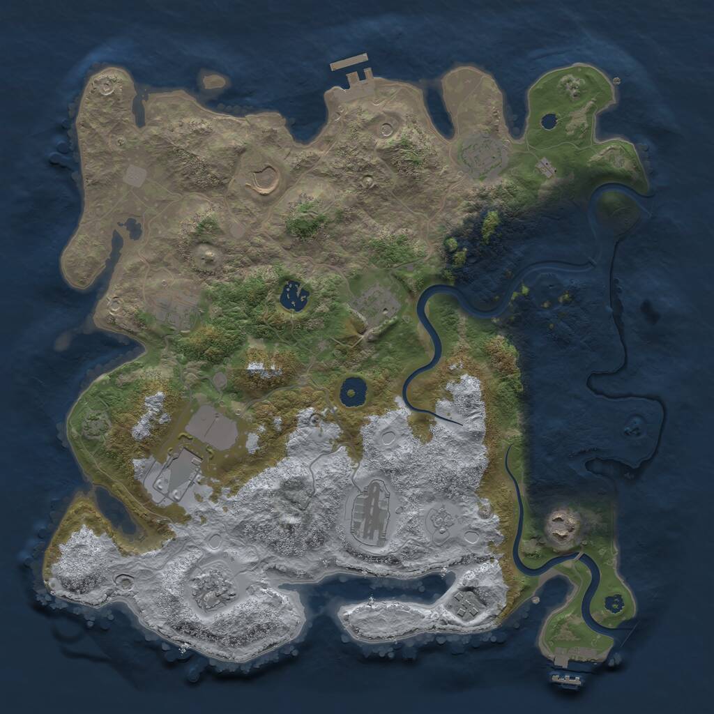 Rust Map: Procedural Map, Size: 3750, Seed: 359599, 16 Monuments