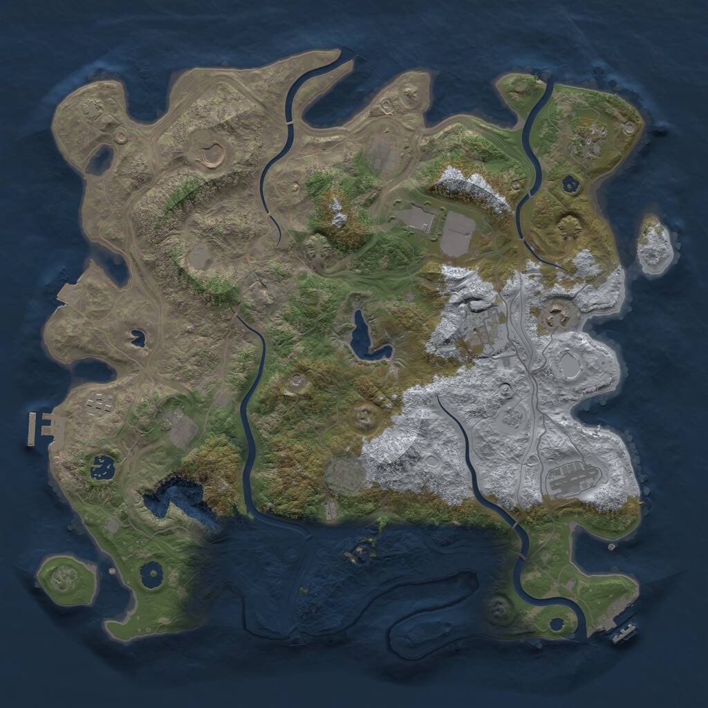 Rust Map: Procedural Map, Size: 4250, Seed: 1938935445, 17 Monuments