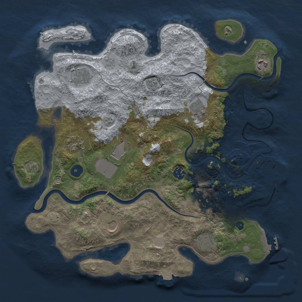 Rust Map: Procedural Map, Size: 3750, Seed: 703431290, 16 Monuments