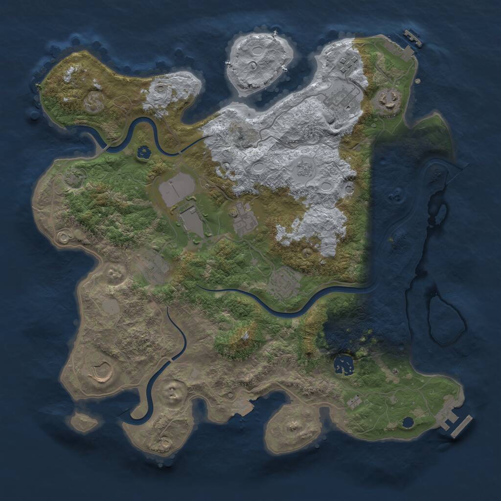 Rust Map: Procedural Map, Size: 3650, Seed: 7661, 15 Monuments