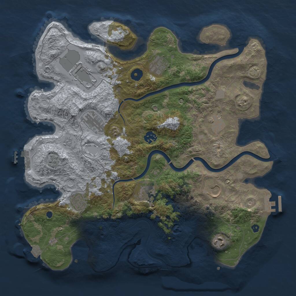 Rust Map: Procedural Map, Size: 3750, Seed: 37879, 16 Monuments