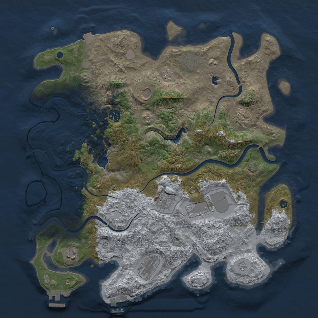 Rust Map: Procedural Map, Size: 4000, Seed: 659647817, 15 Monuments
