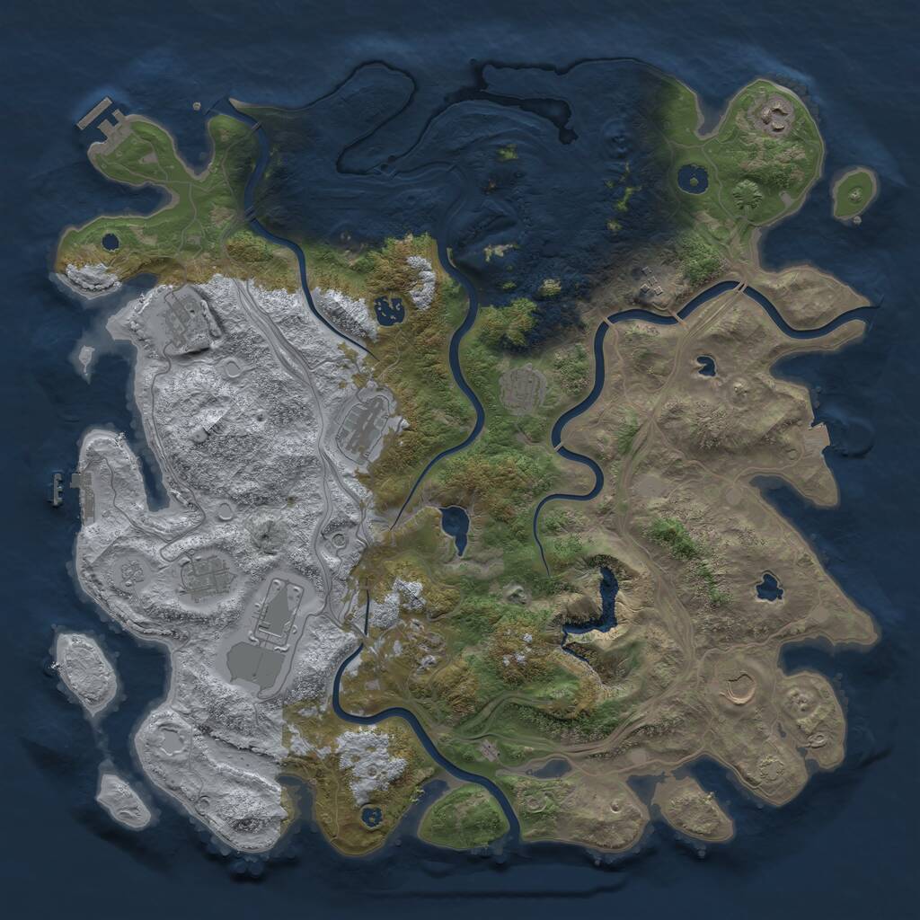 Rust Map: Procedural Map, Size: 4500, Seed: 444808372, 16 Monuments