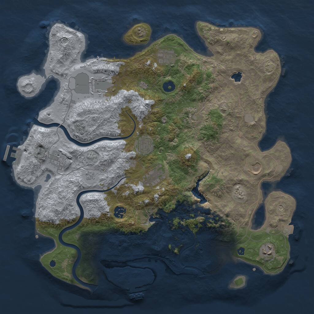 Rust Map: Procedural Map, Size: 4000, Seed: 147638892, 16 Monuments