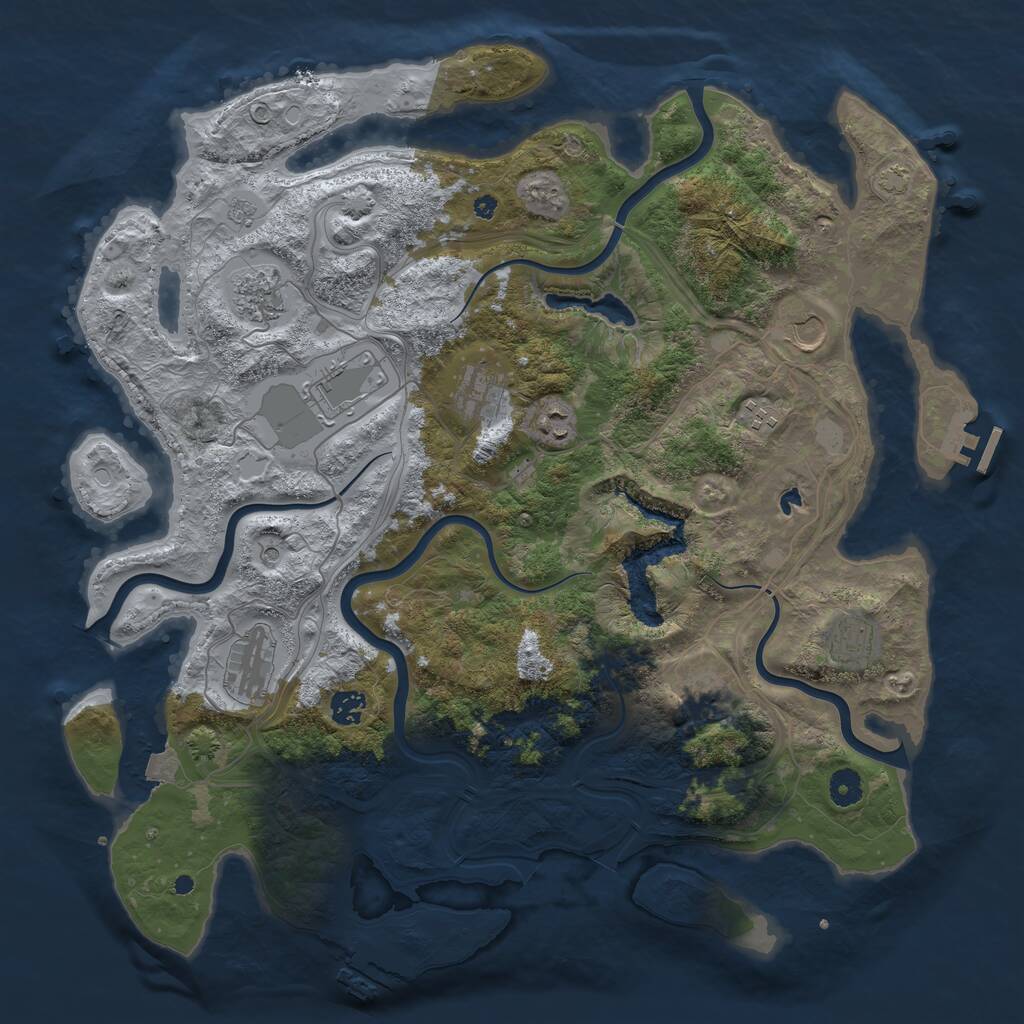 Rust Map: Procedural Map, Size: 4300, Seed: 560320292, 16 Monuments