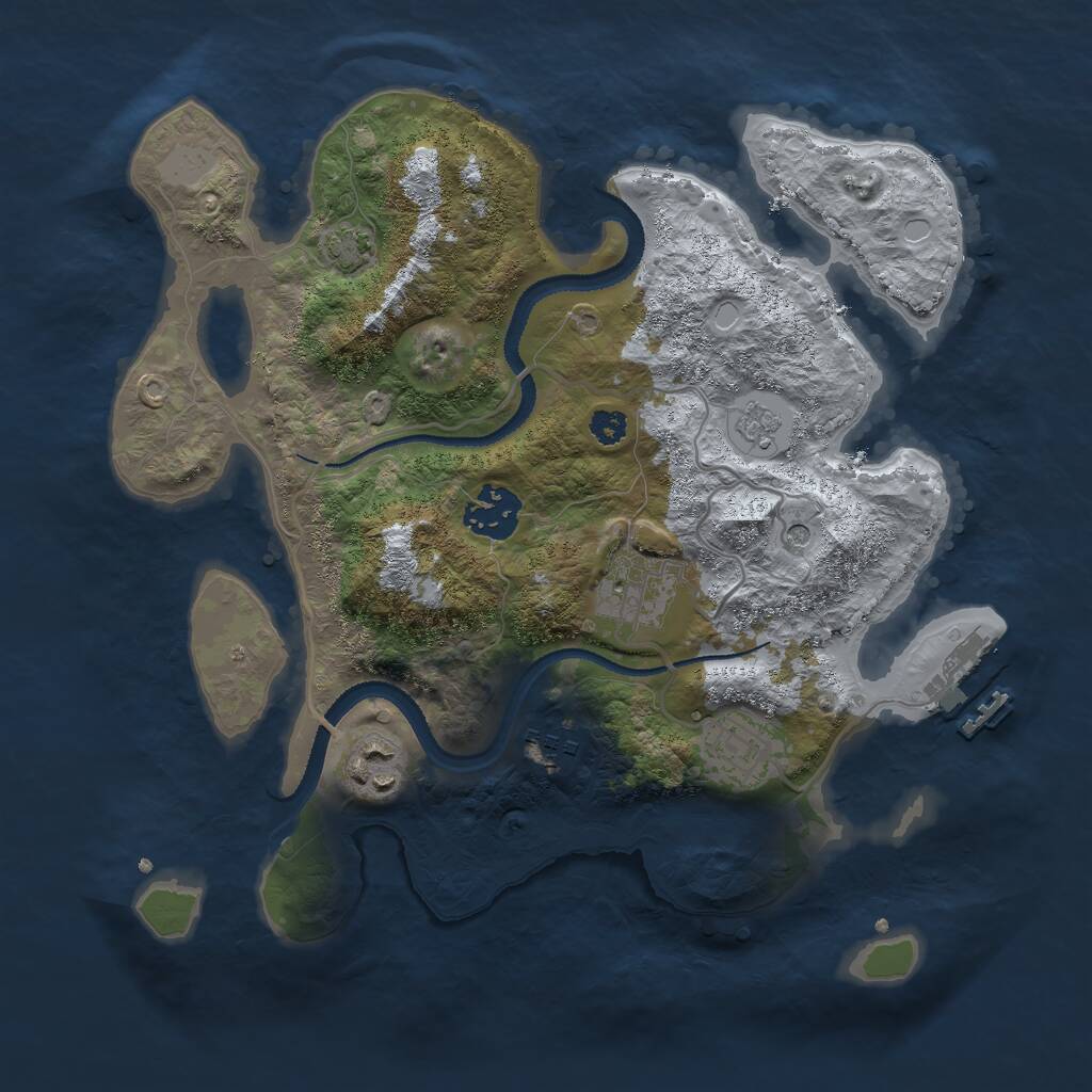 Rust Map: Procedural Map, Size: 3000, Seed: 1131823401, 10 Monuments