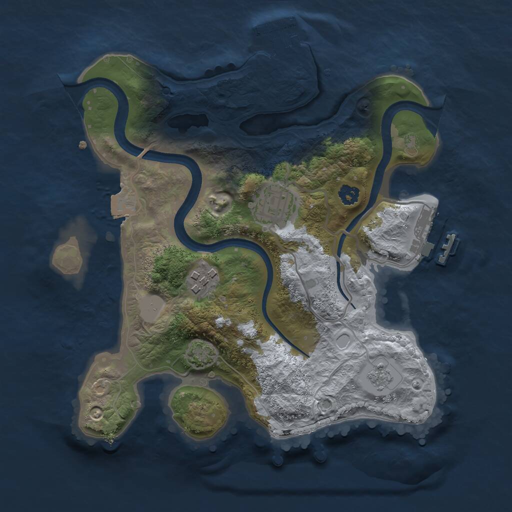 Rust Map: Procedural Map, Size: 2500, Seed: 1838565031, 7 Monuments