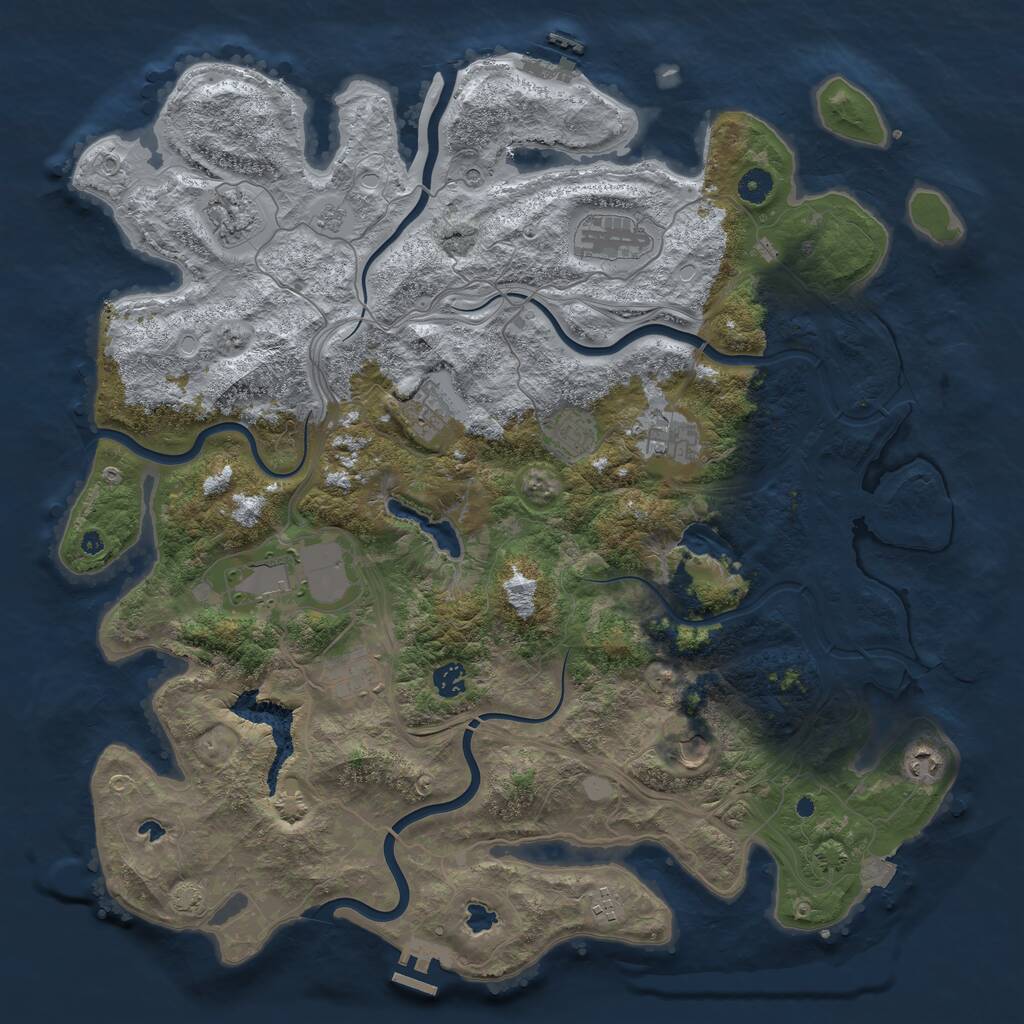 Rust Map: Procedural Map, Size: 4500, Seed: 144394062, 17 Monuments