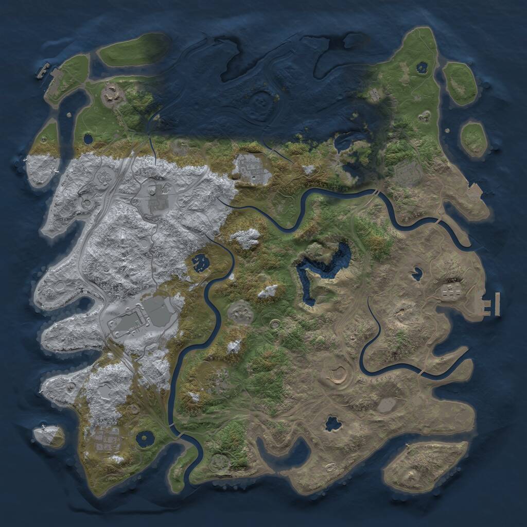 Rust Map: Procedural Map, Size: 4500, Seed: 158422, 16 Monuments