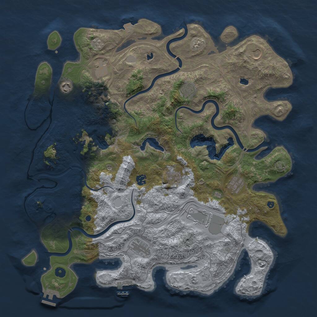 Rust Map: Procedural Map, Size: 4500, Seed: 1999215998, 16 Monuments