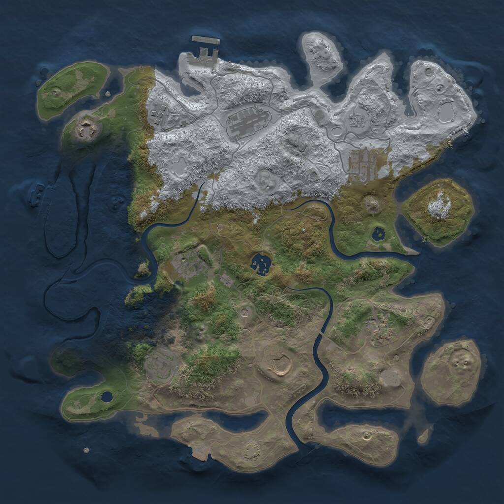 Rust Map: Procedural Map, Size: 3700, Seed: 1961048806, 15 Monuments