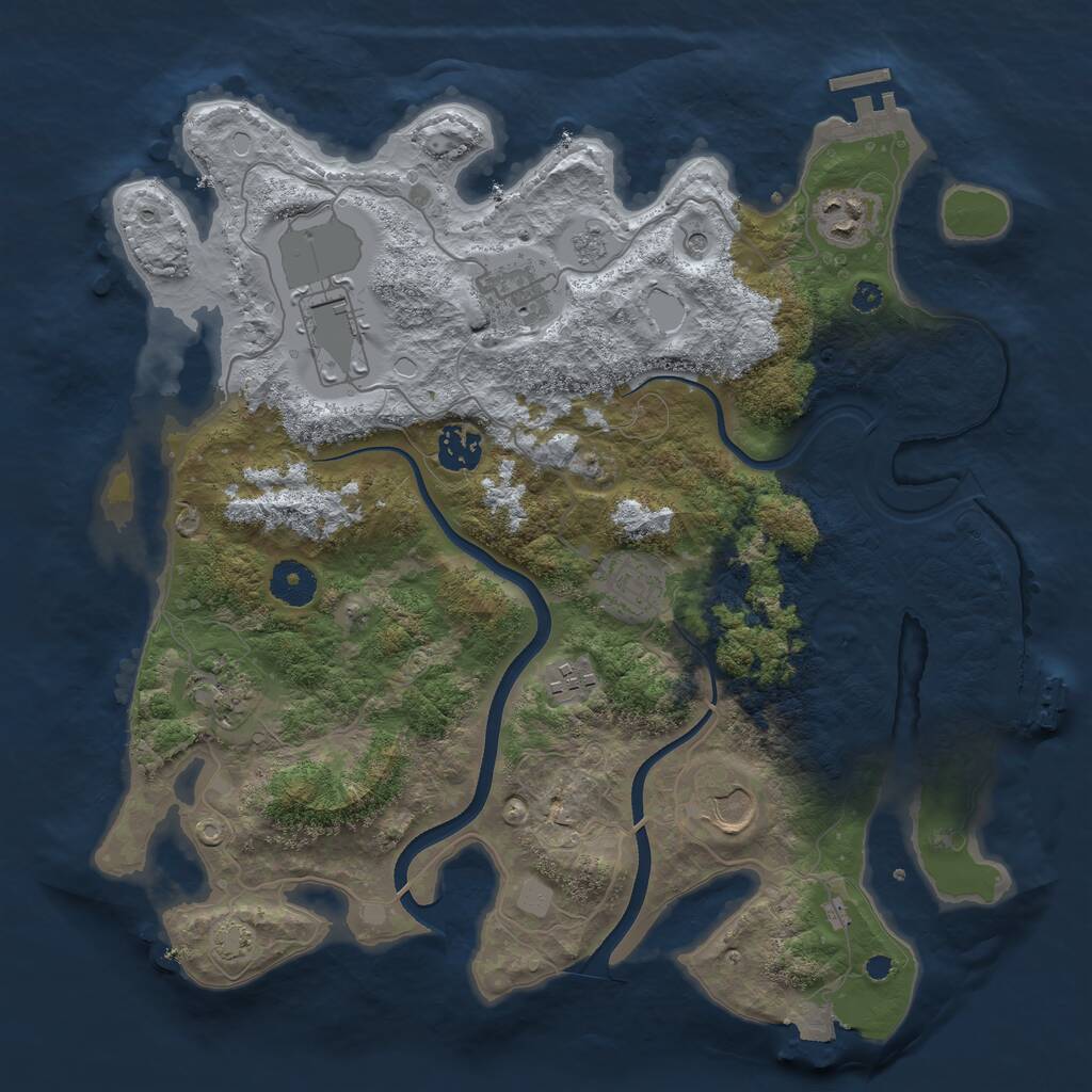 Rust Map: Procedural Map, Size: 3600, Seed: 14825, 14 Monuments