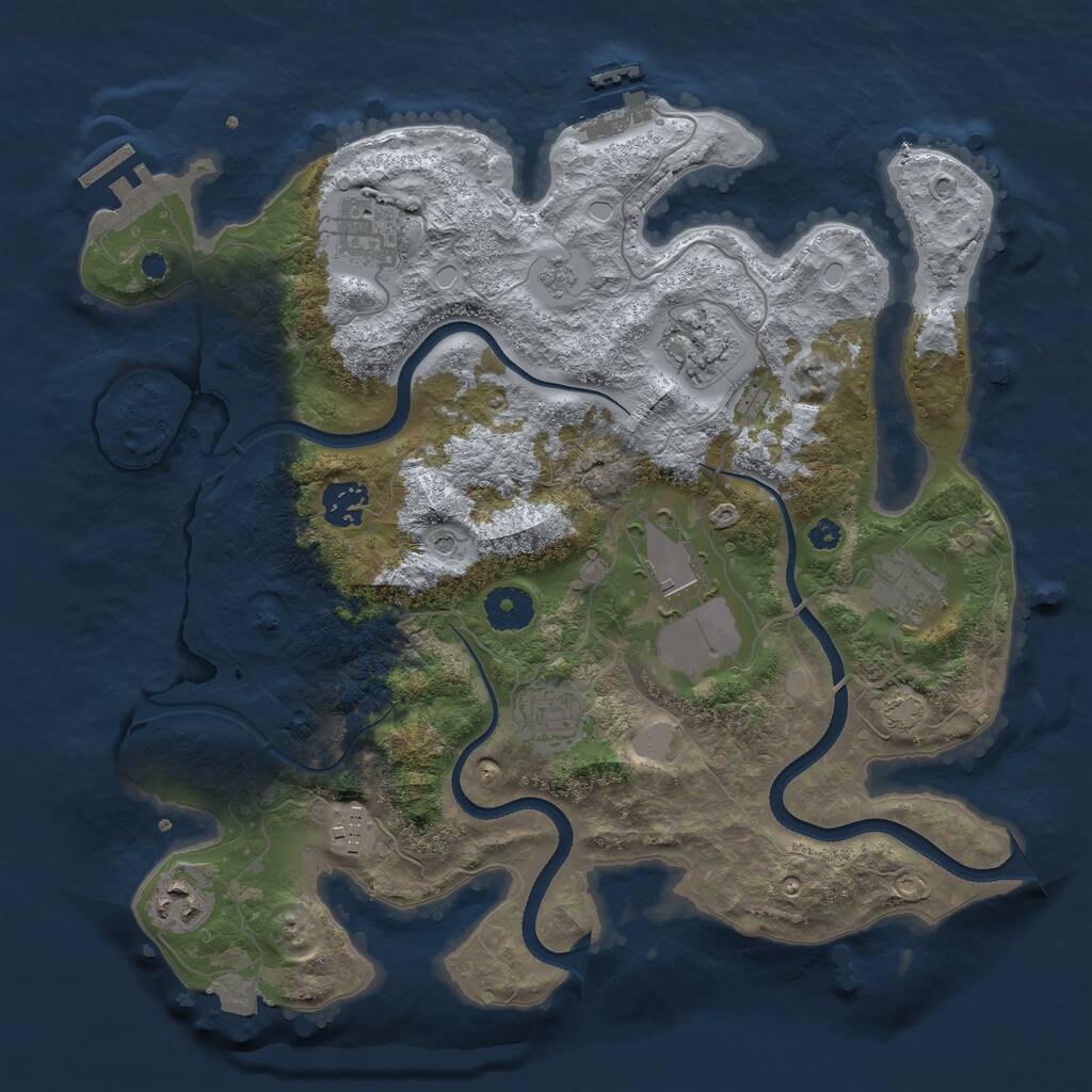 Rust Map: Procedural Map, Size: 3500, Seed: 1331068042, 14 Monuments