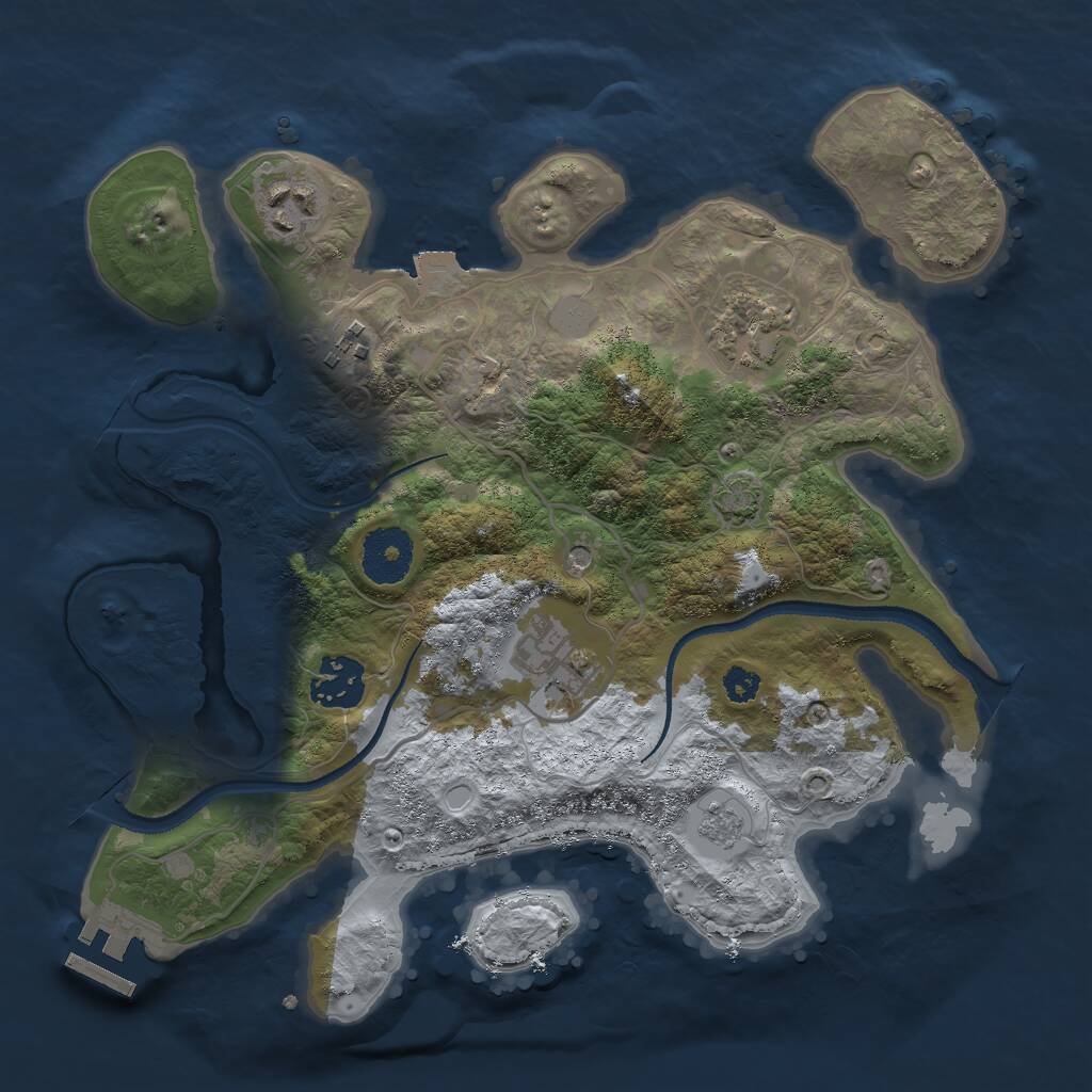 Rust Map: Procedural Map, Size: 3000, Seed: 1226386407, 10 Monuments