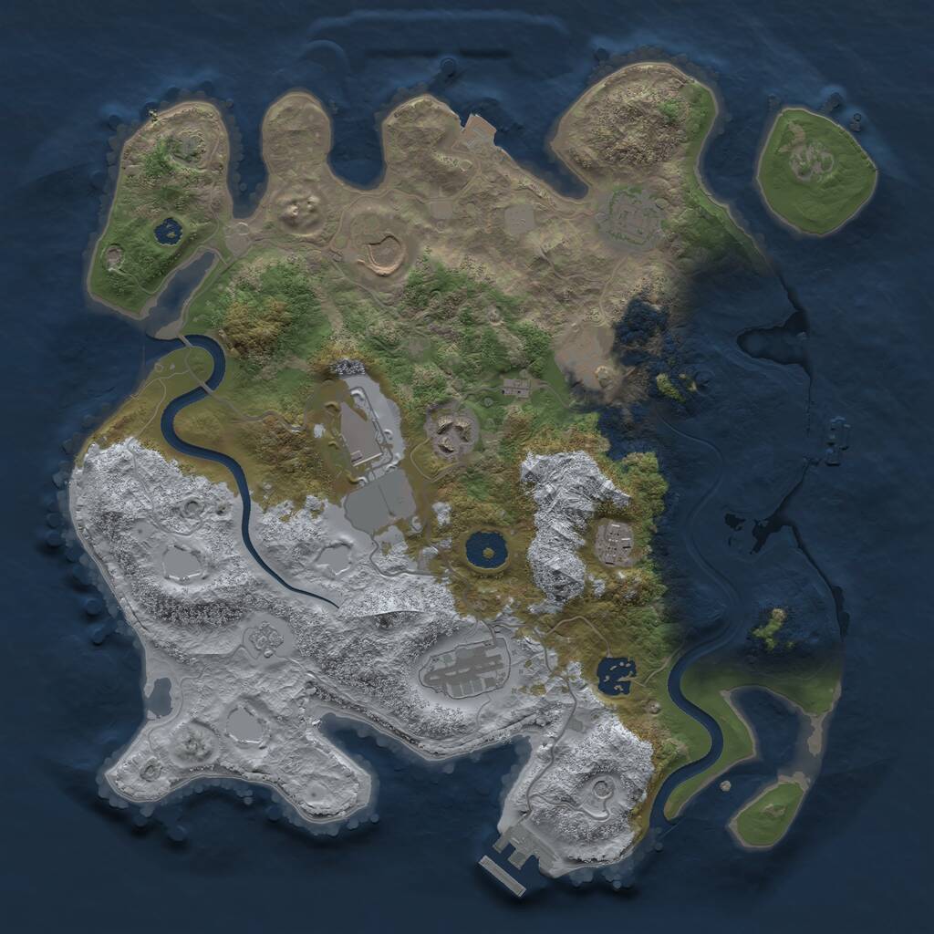 Rust Map: Procedural Map, Size: 3500, Seed: 837671806, 14 Monuments