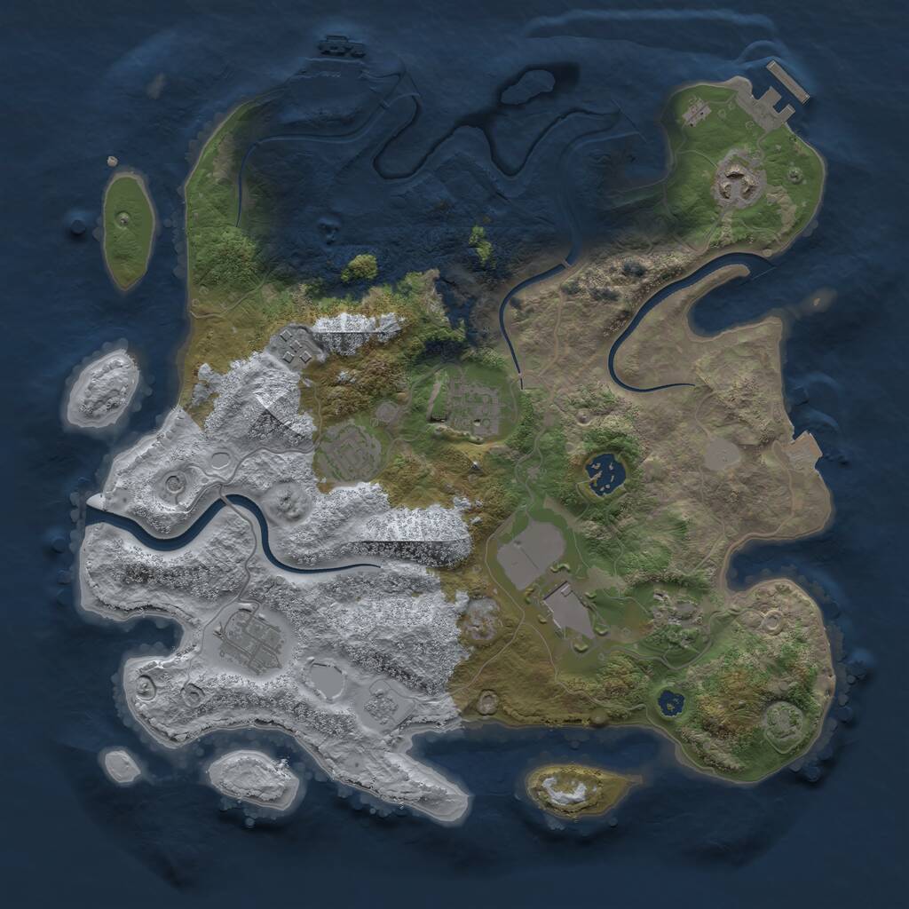 Rust Map: Procedural Map, Size: 3500, Seed: 1037603436, 14 Monuments