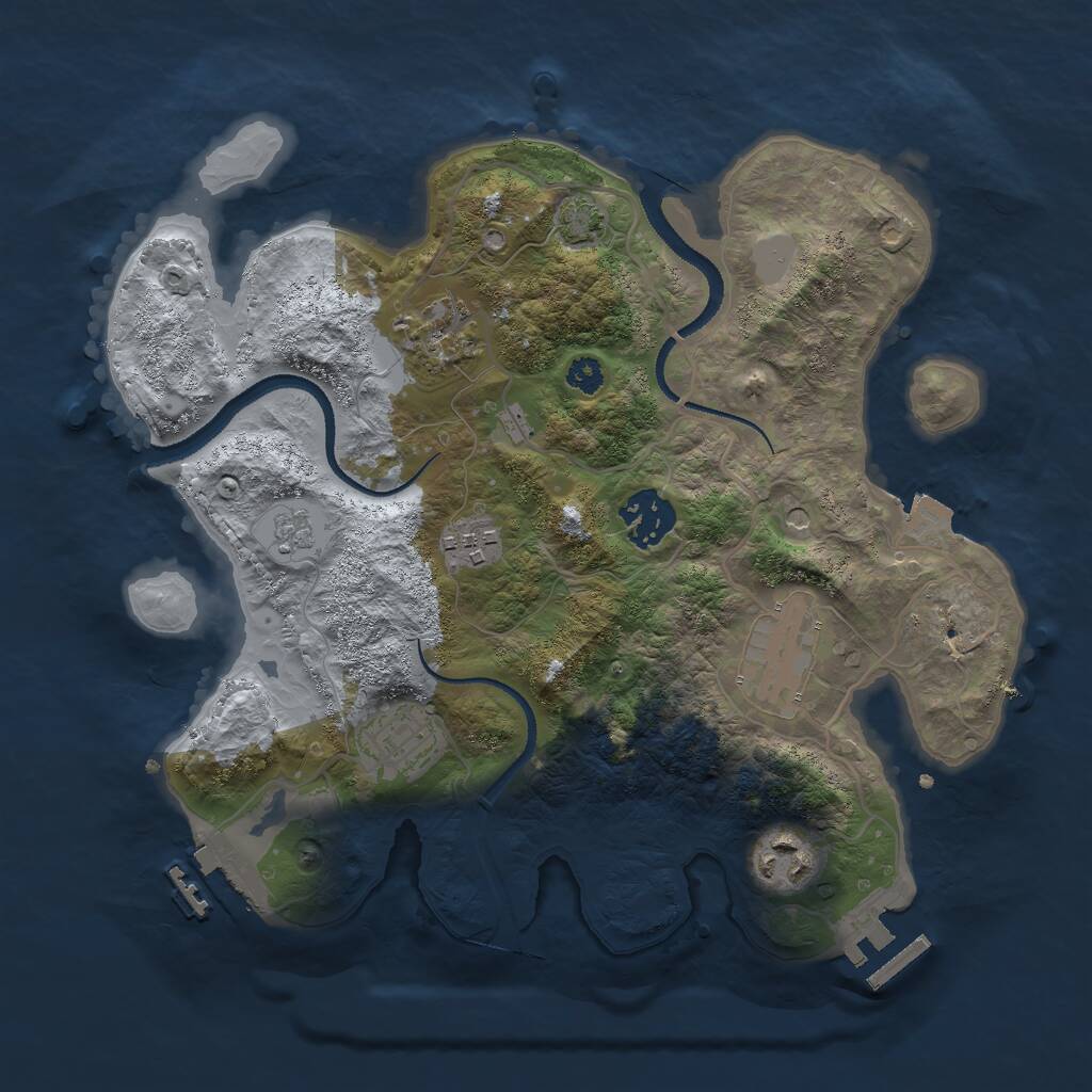 Rust Map: Procedural Map, Size: 3000, Seed: 55500, 12 Monuments