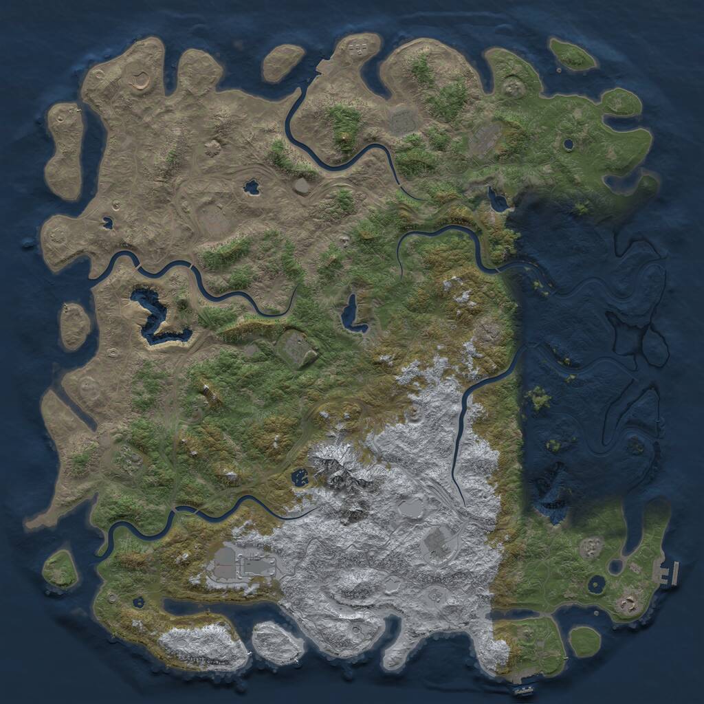 Rust Map: Procedural Map, Size: 6000, Seed: 158500, 17 Monuments