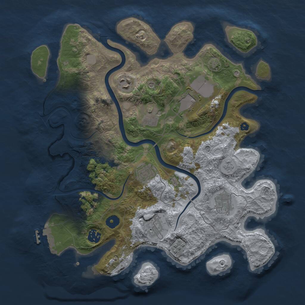 Rust Map: Procedural Map, Size: 3500, Seed: 801998264, 13 Monuments