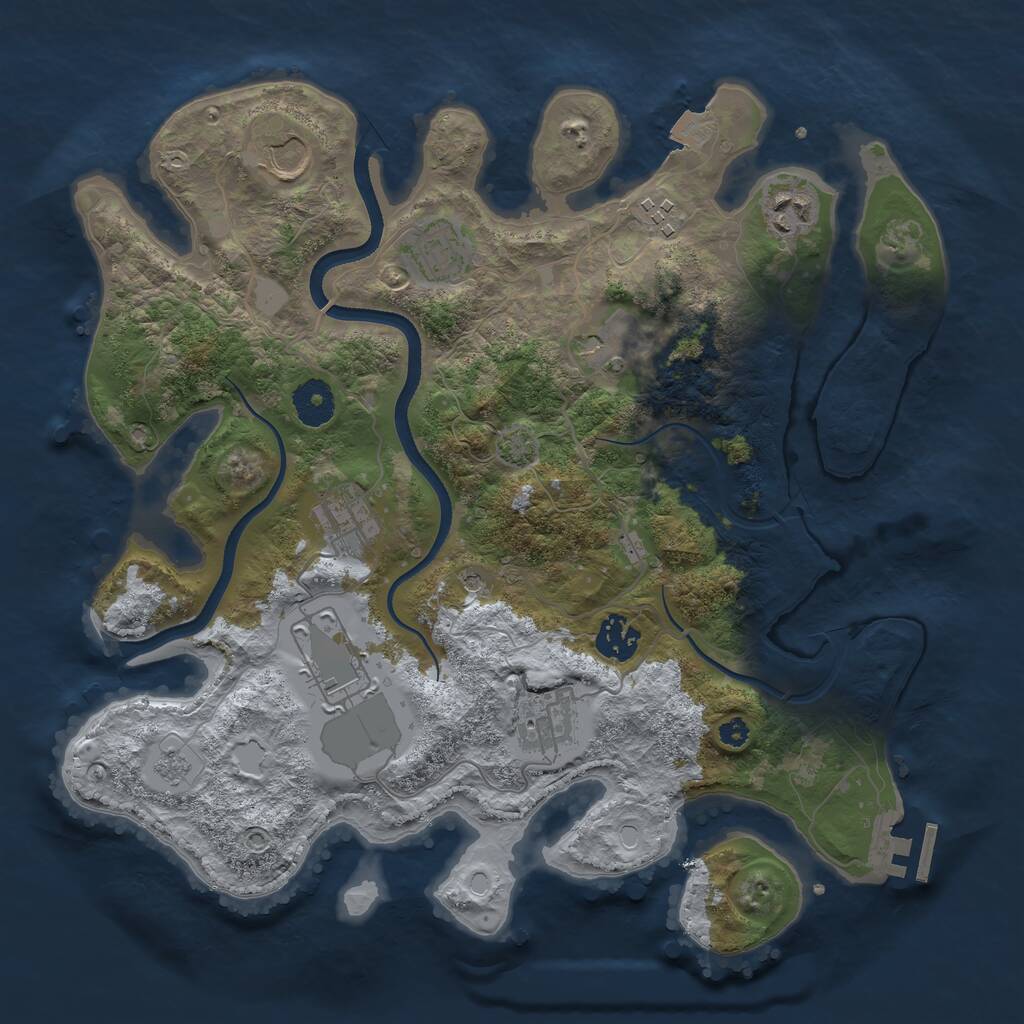 Rust Map: Procedural Map, Size: 3500, Seed: 202052836, 14 Monuments