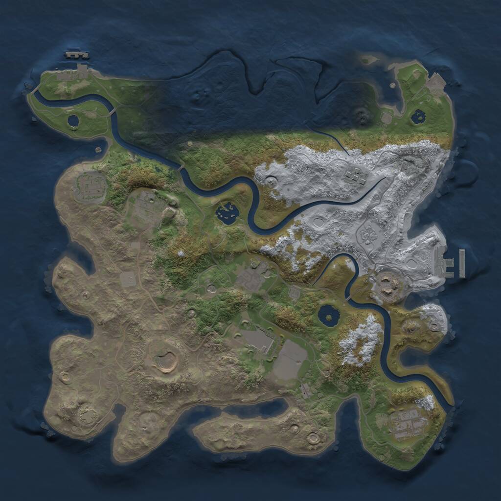 Rust Map: Procedural Map, Size: 3500, Seed: 1787368394, 15 Monuments