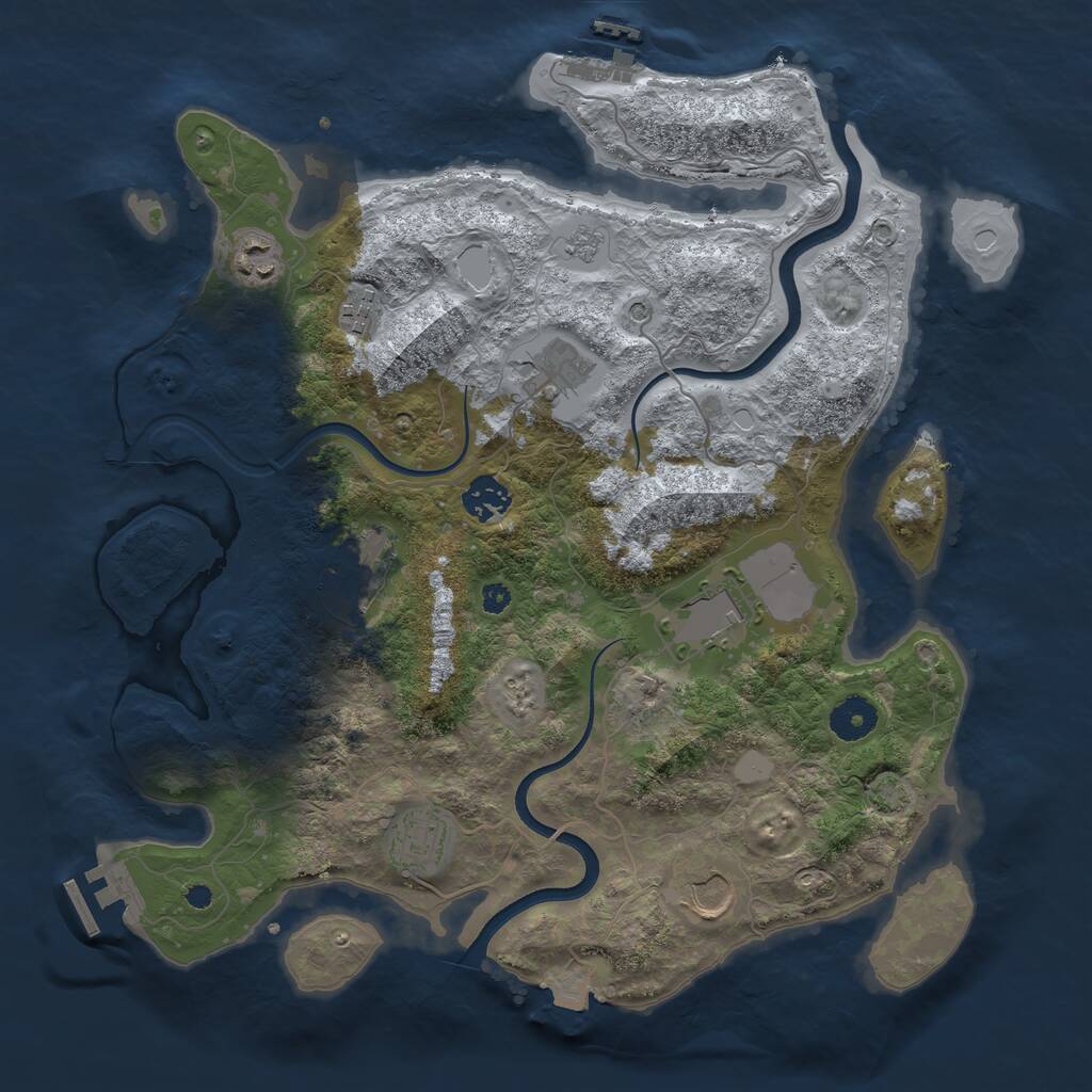 Rust Map: Procedural Map, Size: 3642, Seed: 13825, 14 Monuments