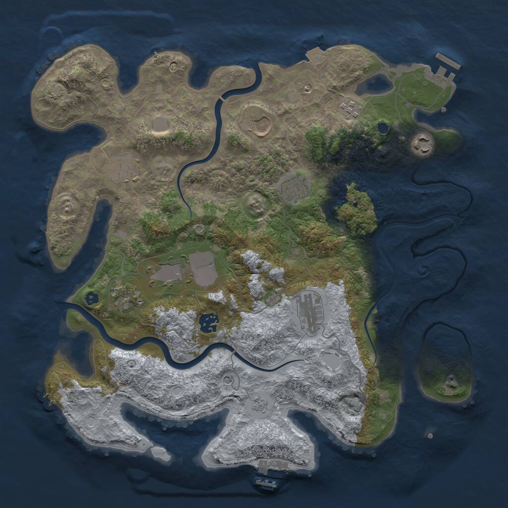 Rust Map: Procedural Map, Size: 3800, Seed: 329465730, 15 Monuments