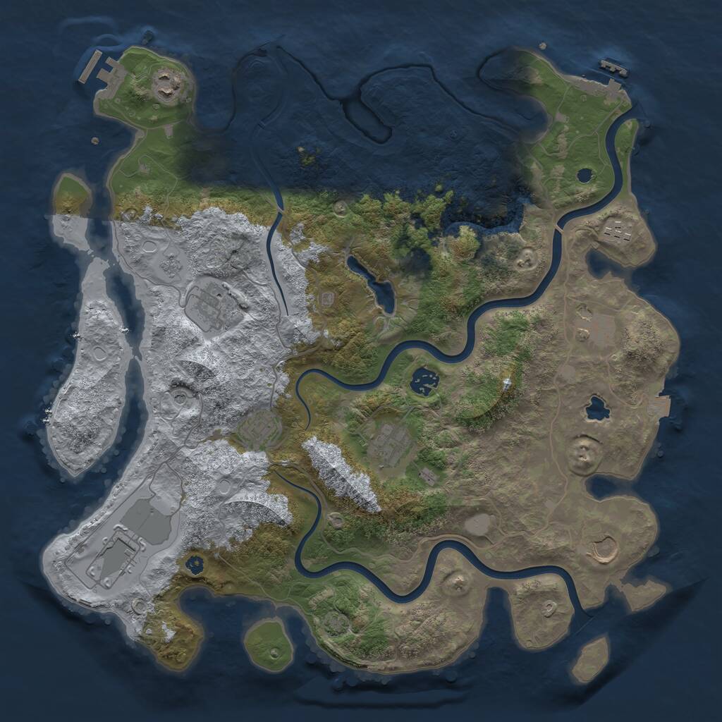 Rust Map: Procedural Map, Size: 4000, Seed: 7463451, 15 Monuments
