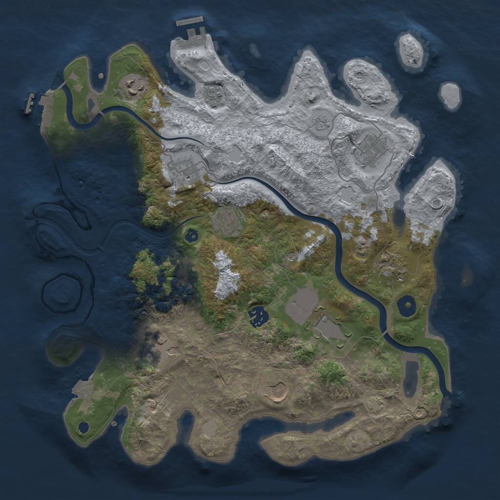 Rust Map: Procedural Map, Size: 3700, Seed: 37512466, 16 Monuments