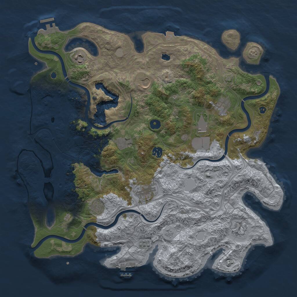Rust Map: Procedural Map, Size: 4250, Seed: 832907580, 16 Monuments