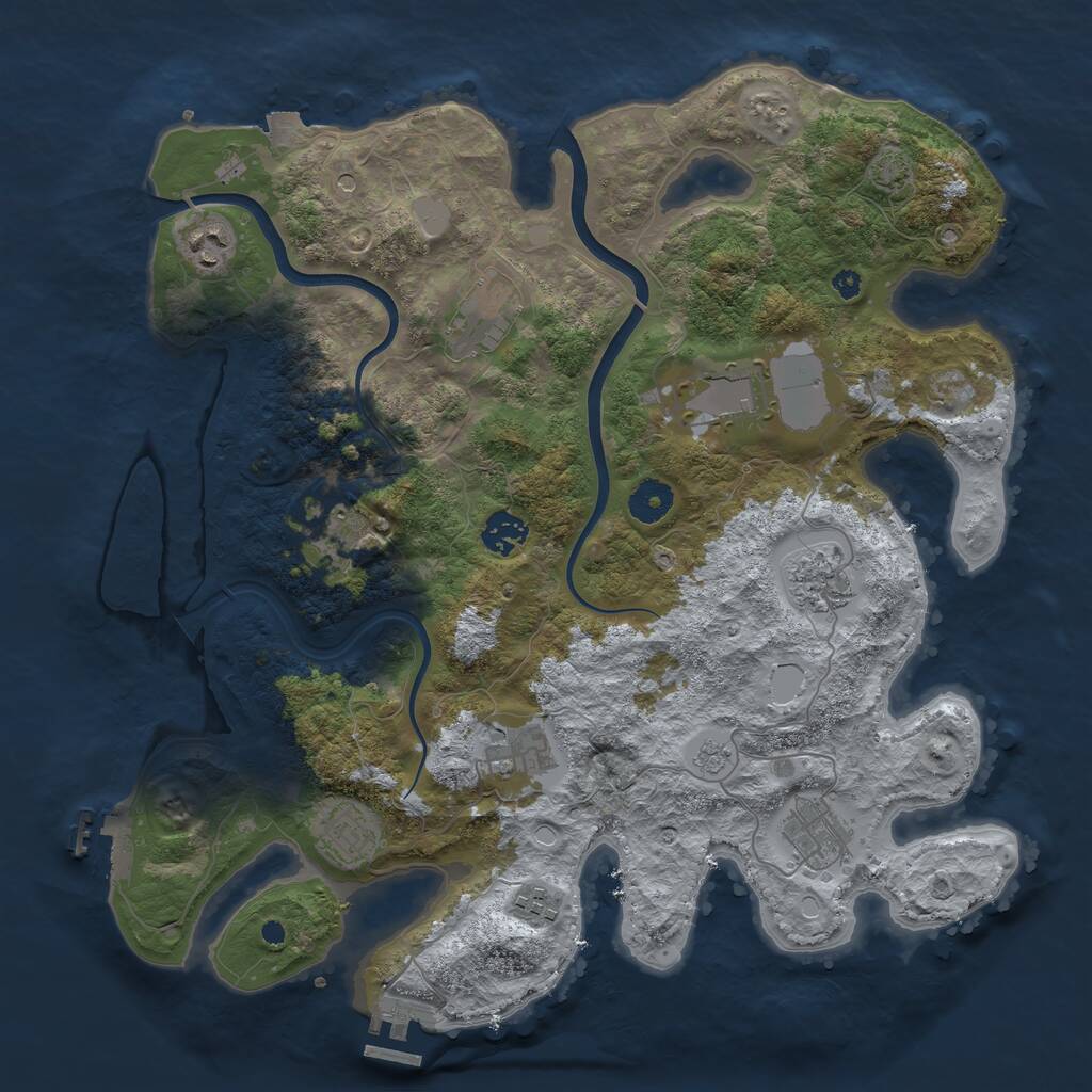 Rust Map: Procedural Map, Size: 3800, Seed: 1755237604, 16 Monuments