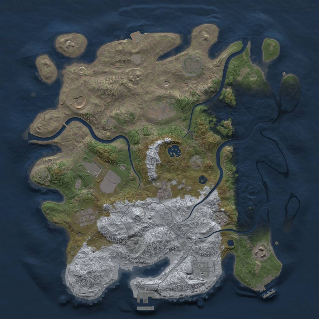 Rust Map: Procedural Map, Size: 3750, Seed: 99764622, 16 Monuments