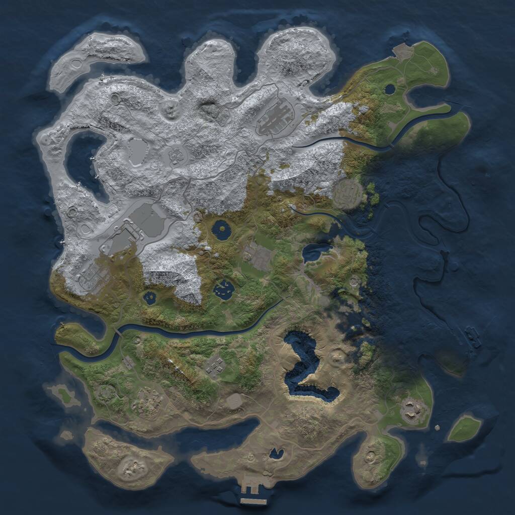 Rust Map: Procedural Map, Size: 4000, Seed: 796803144, 16 Monuments