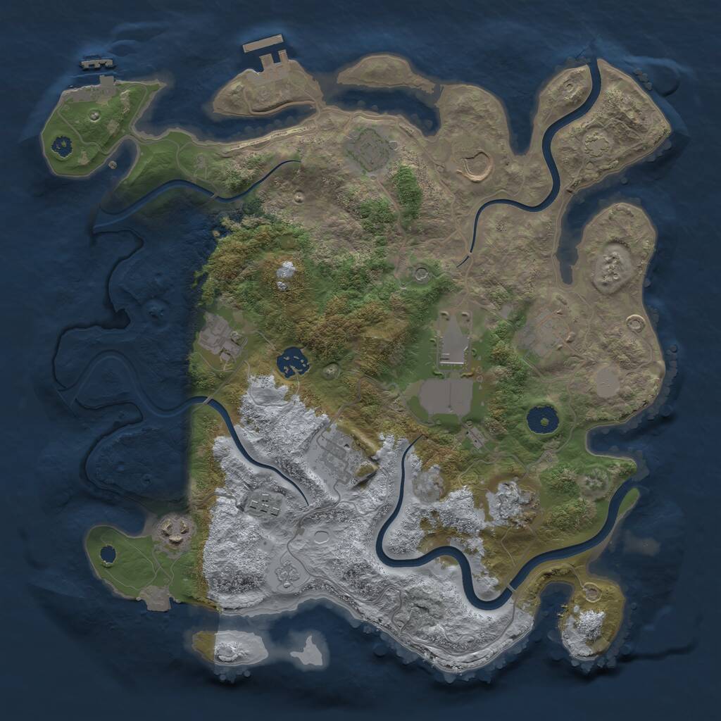 Rust Map: Procedural Map, Size: 3600, Seed: 462705, 16 Monuments